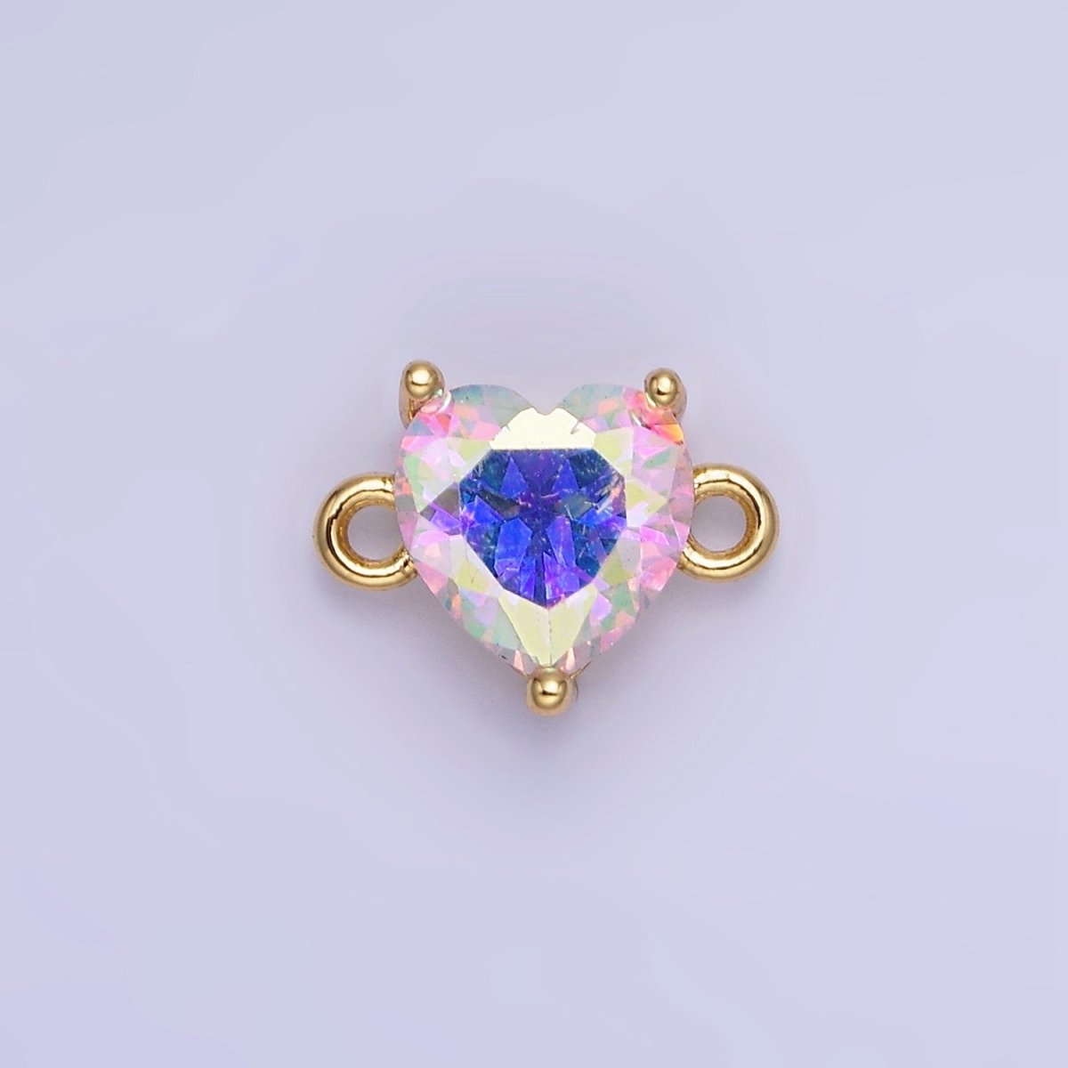 14K Gold Filled 9mm CZ Cubic Zirconia Heart Connector | G324 - DLUXCA