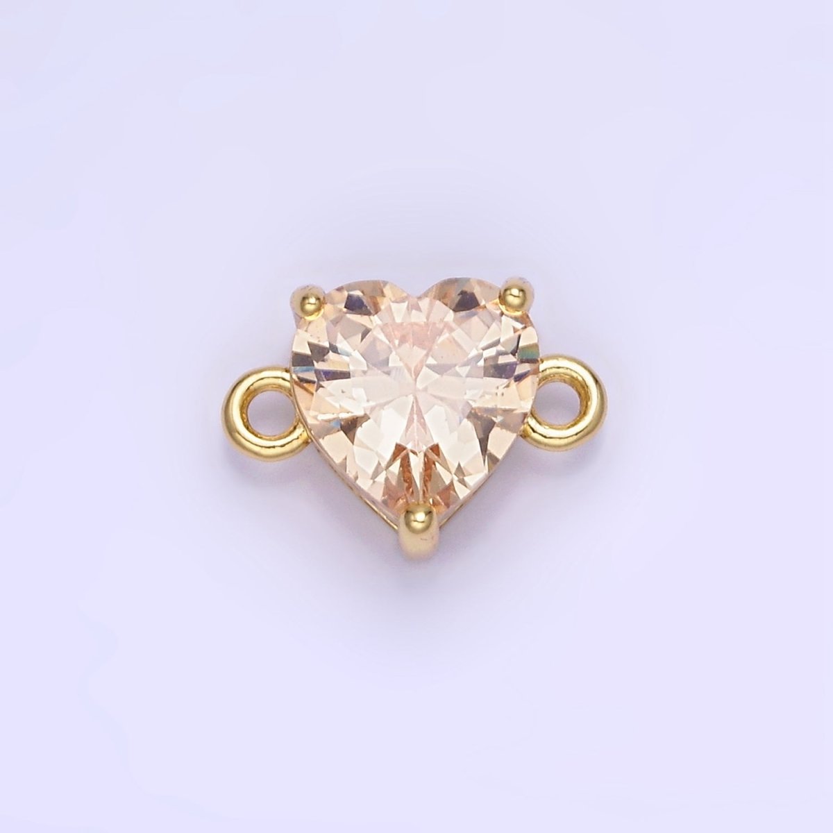14K Gold Filled 9mm CZ Cubic Zirconia Heart Connector | G324 - DLUXCA