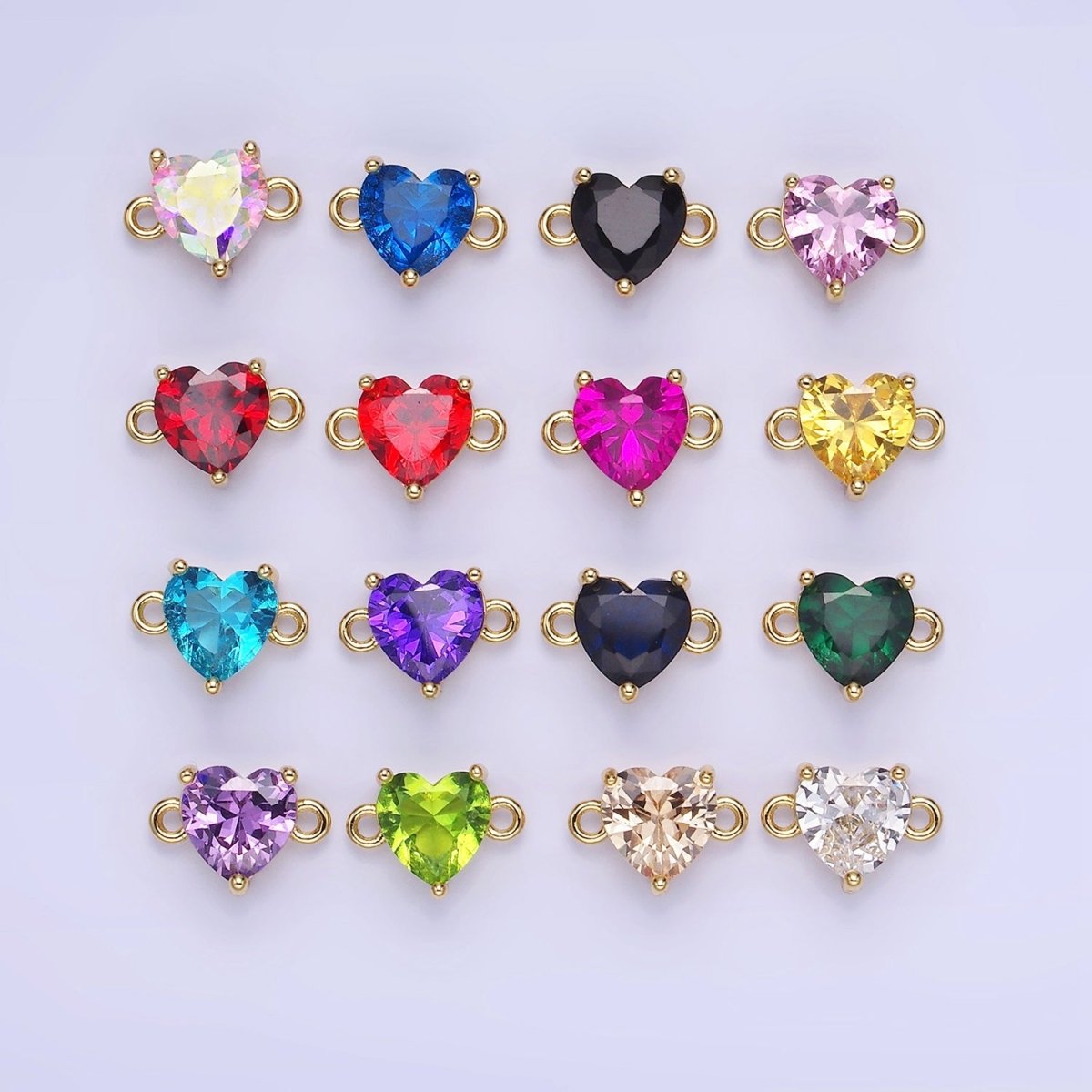 14K Gold Filled 9mm CZ Cubic Zirconia Heart Connector | G324 - DLUXCA