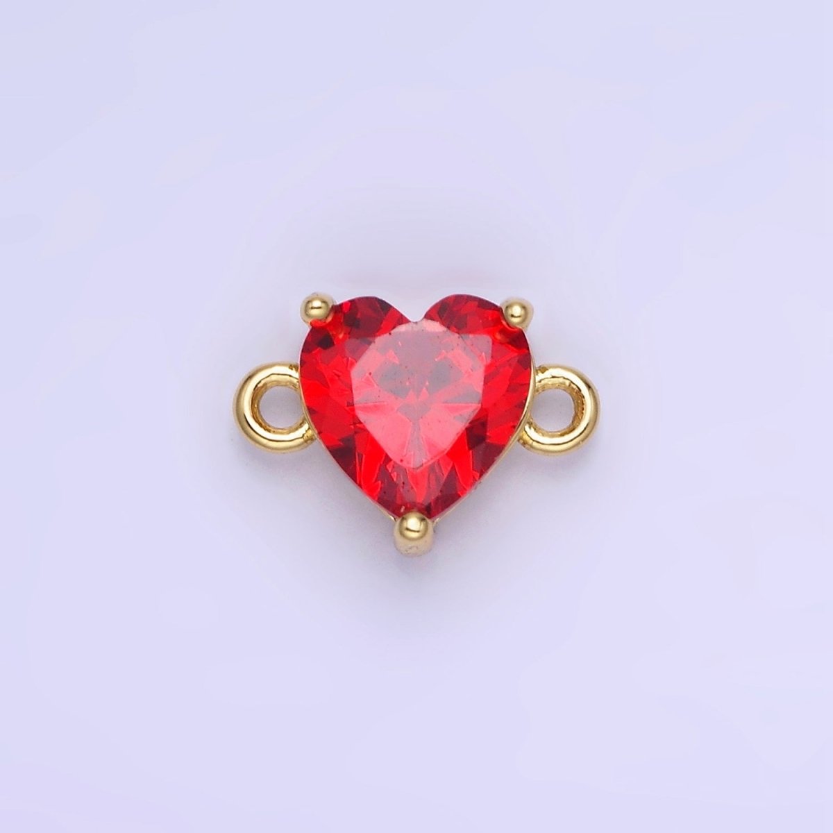 14K Gold Filled 9mm CZ Cubic Zirconia Heart Connector | G324 - DLUXCA