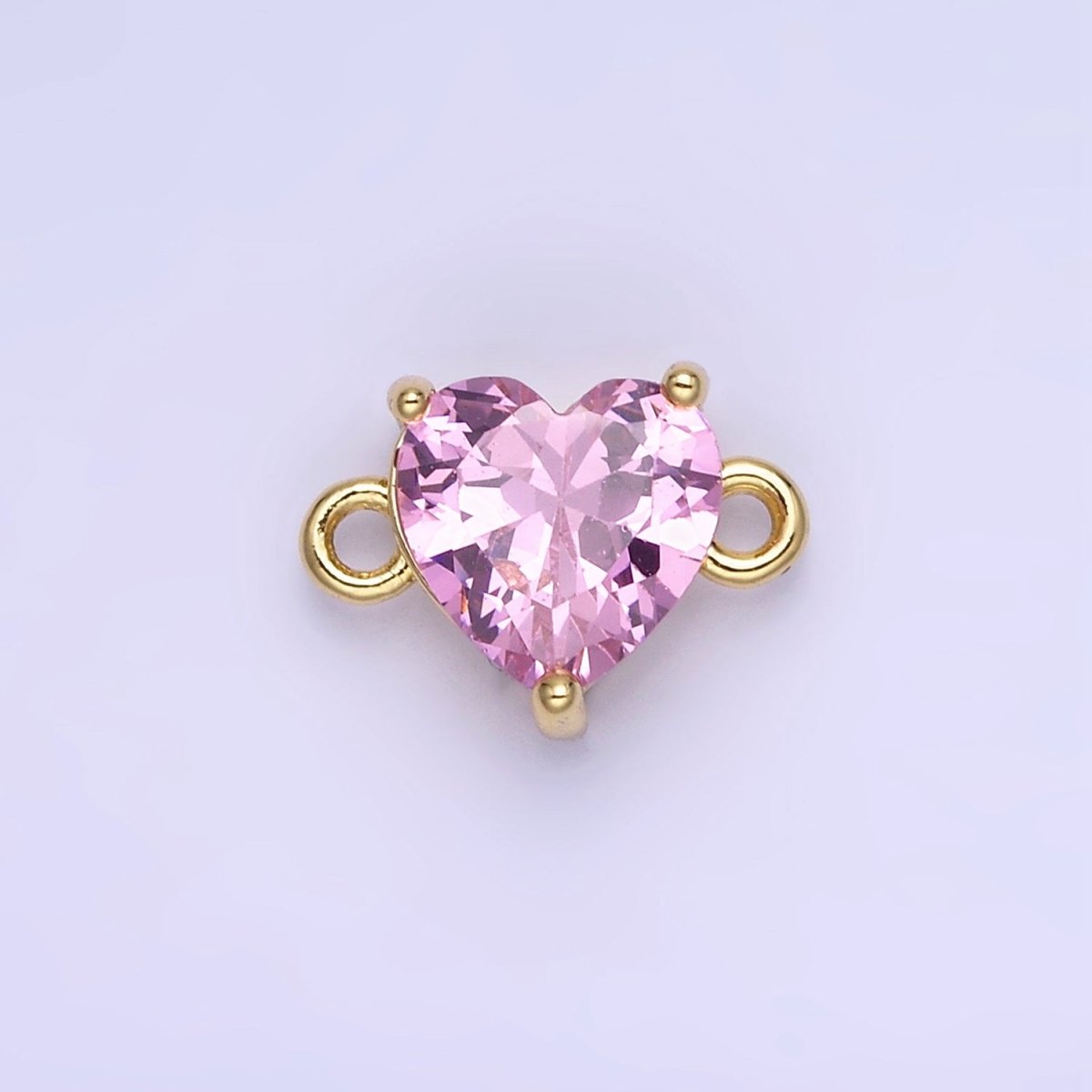 14K Gold Filled 9mm CZ Cubic Zirconia Heart Connector | G324 - DLUXCA