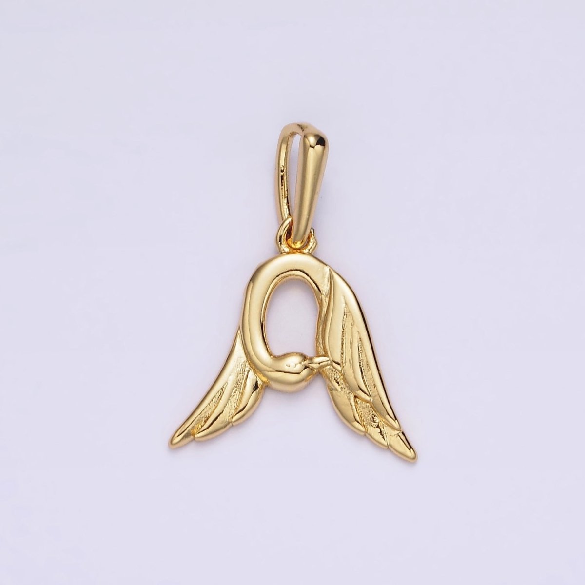 14K Gold Filled A-Z Initial Letter Angel Wings Inspired Charm Personalized Alphabet Pendant | A963~A988 - DLUXCA