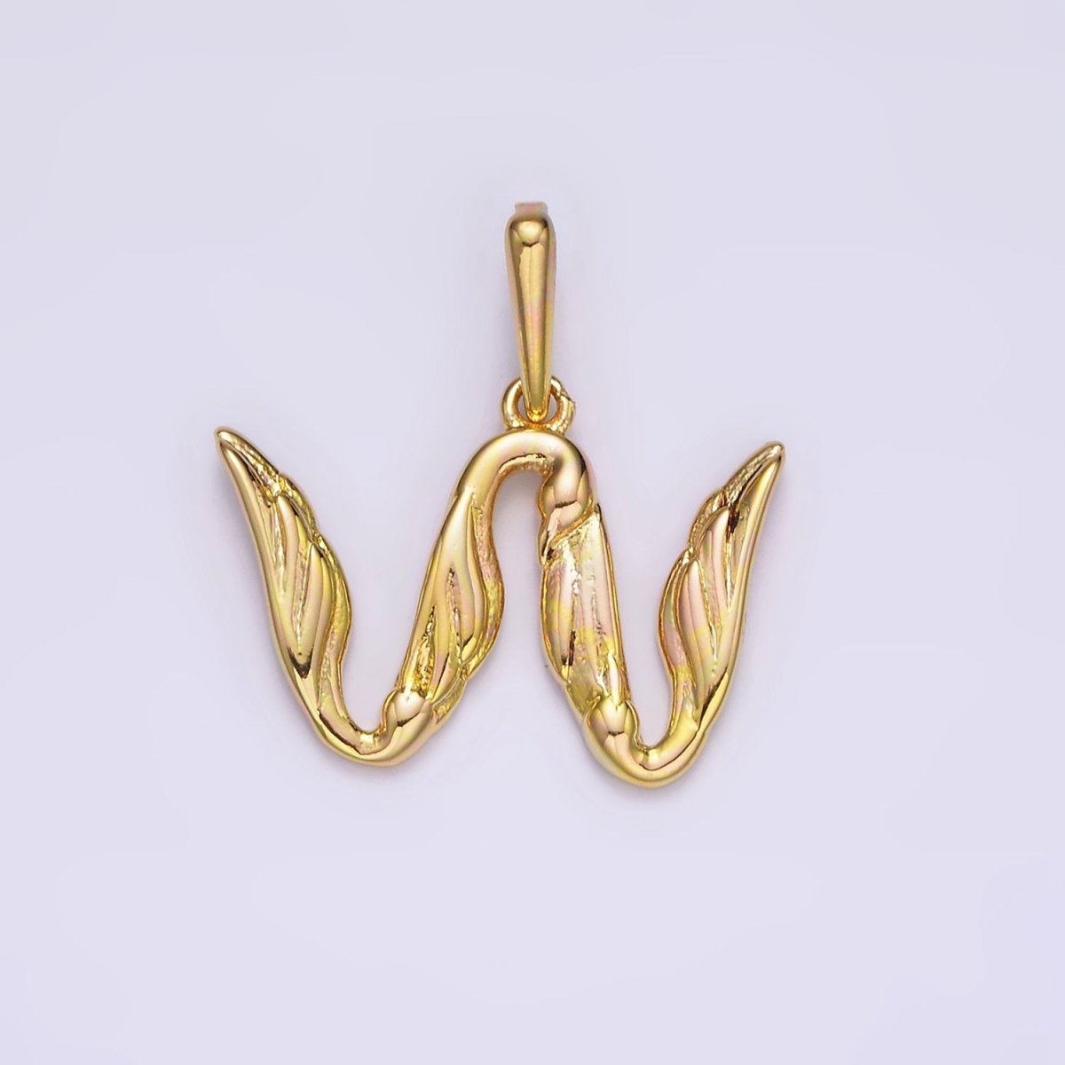 14K Gold Filled A-Z Initial Letter Angel Wings Inspired Charm Personalized Alphabet Pendant | A963~A988 - DLUXCA