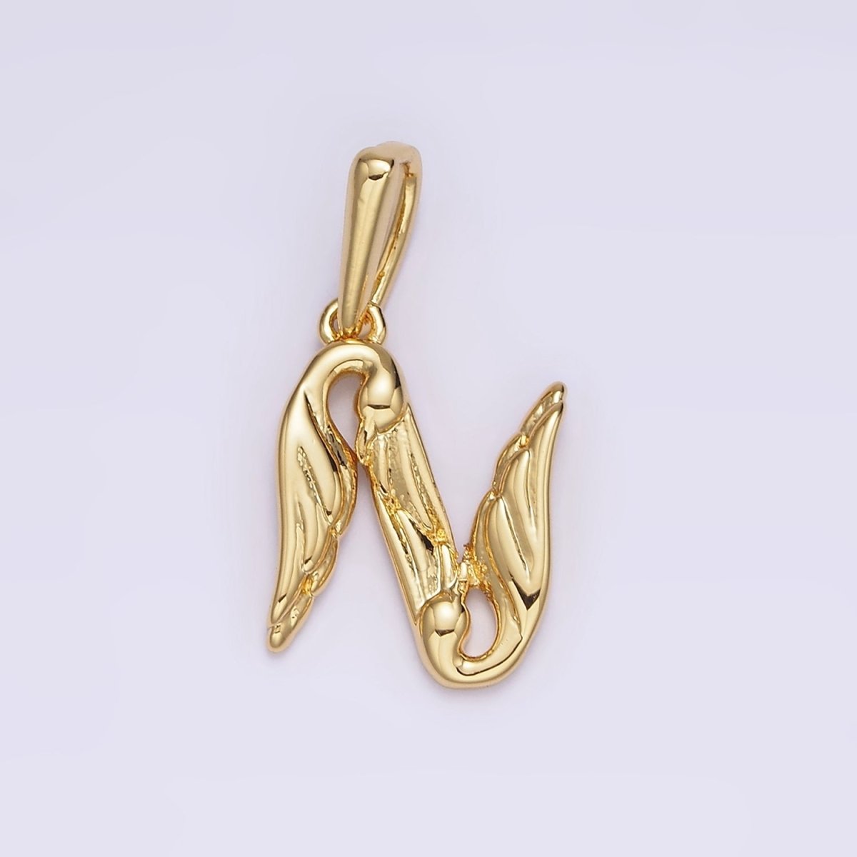 14K Gold Filled A-Z Initial Letter Angel Wings Inspired Charm Personalized Alphabet Pendant | A963~A988 - DLUXCA