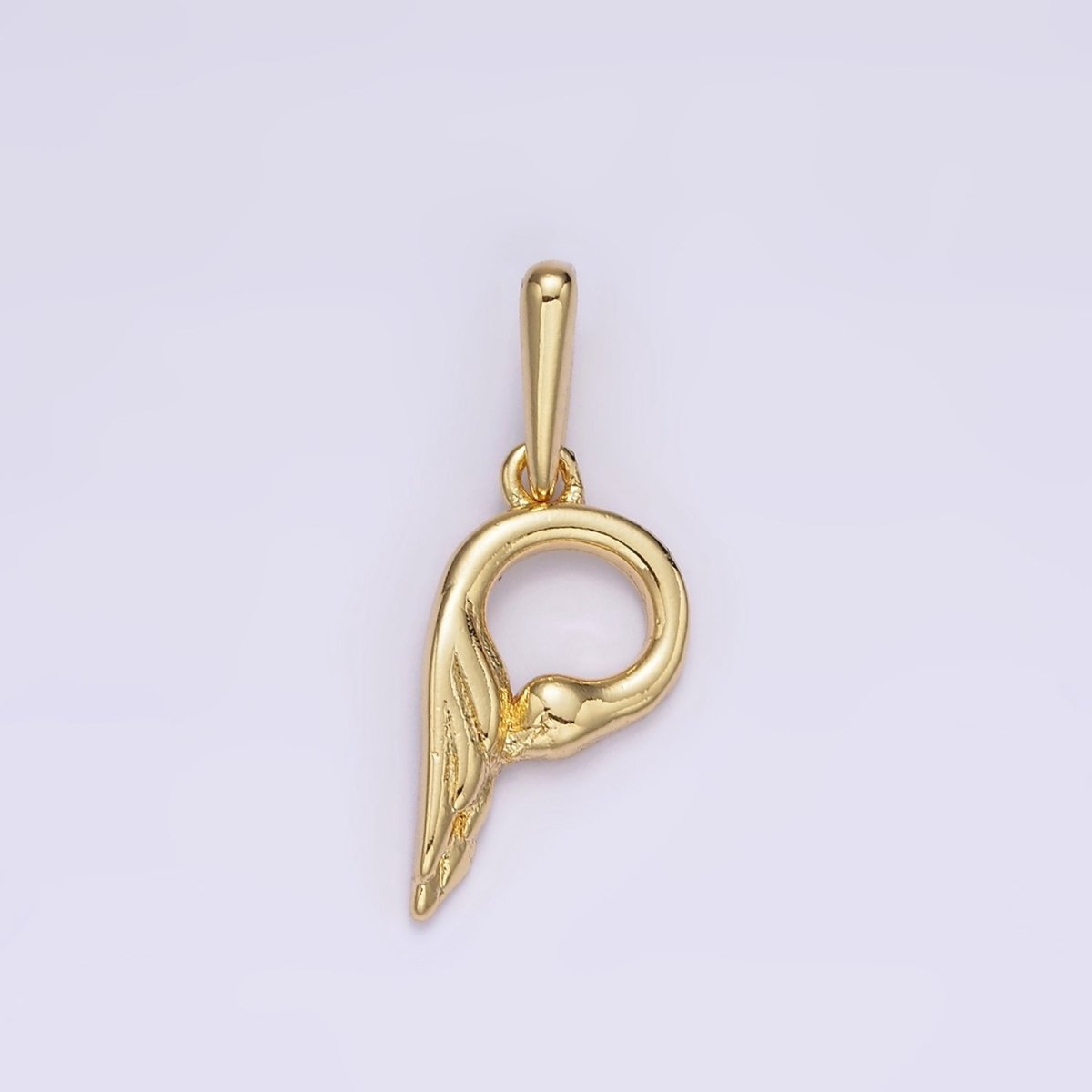 14K Gold Filled A-Z Initial Letter Angel Wings Inspired Charm Personalized Alphabet Pendant | A963~A988 - DLUXCA
