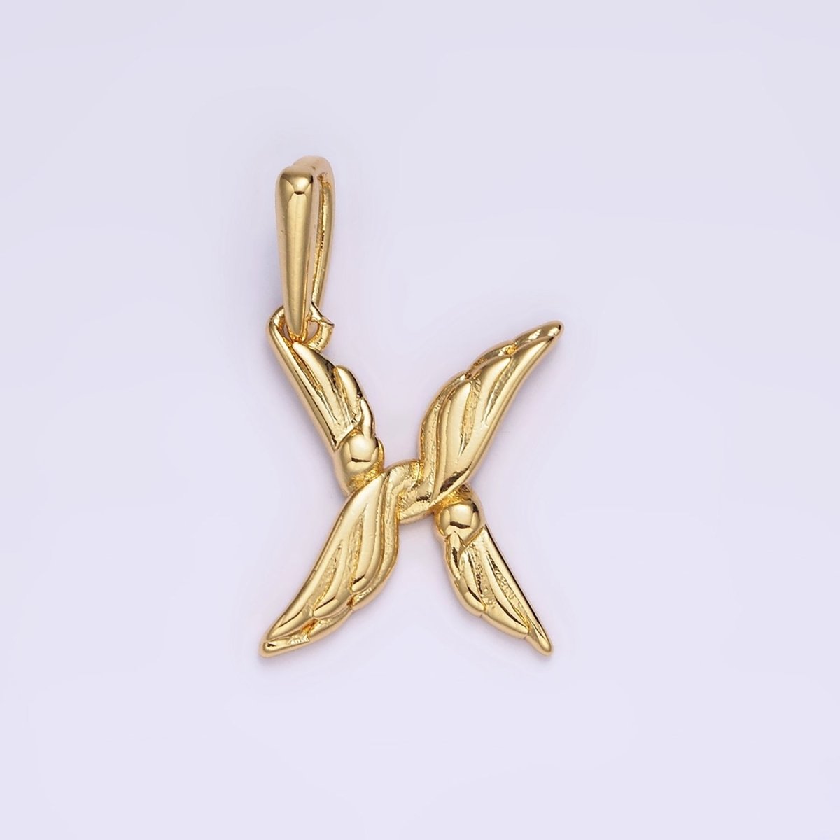 14K Gold Filled A-Z Initial Letter Angel Wings Inspired Charm Personalized Alphabet Pendant | A963~A988 - DLUXCA