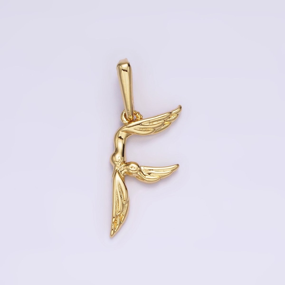 14K Gold Filled A-Z Initial Letter Angel Wings Inspired Charm Personalized Alphabet Pendant | A963~A988 - DLUXCA