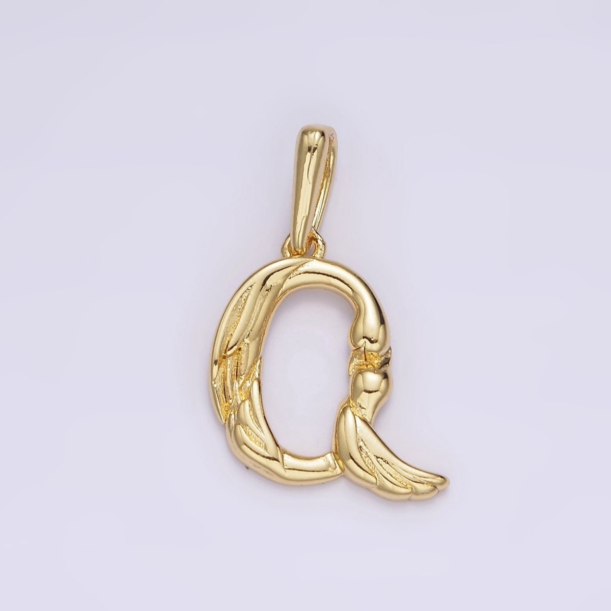 14K Gold Filled A-Z Initial Letter Angel Wings Inspired Charm Personalized Alphabet Pendant | A963~A988 - DLUXCA