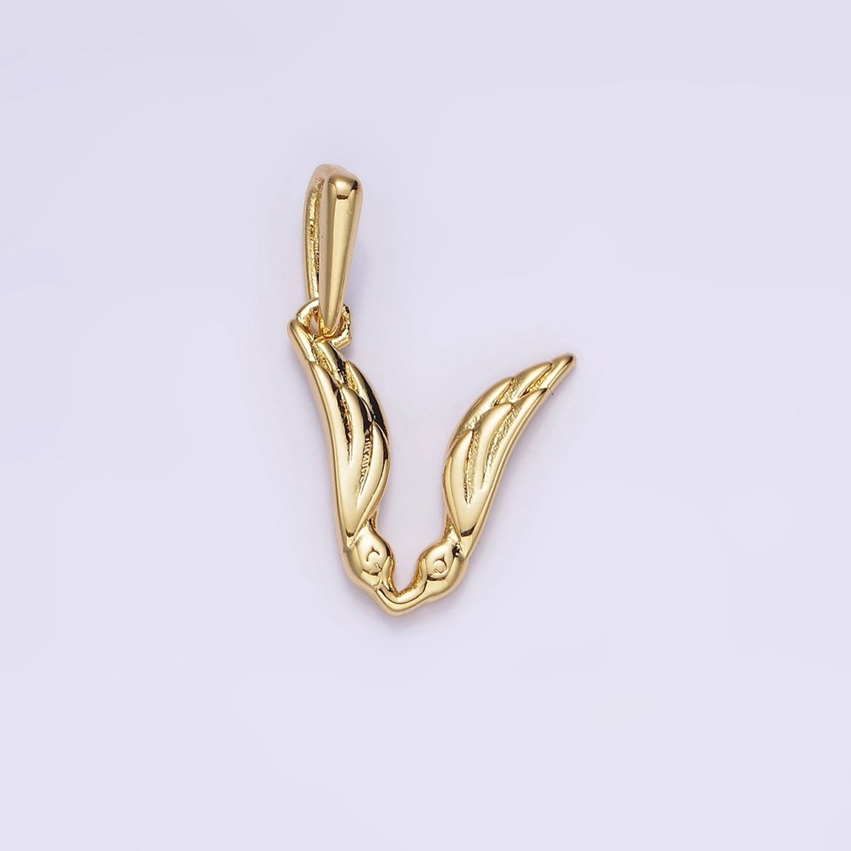 14K Gold Filled A-Z Initial Letter Angel Wings Inspired Charm Personalized Alphabet Pendant | A963~A988 - DLUXCA