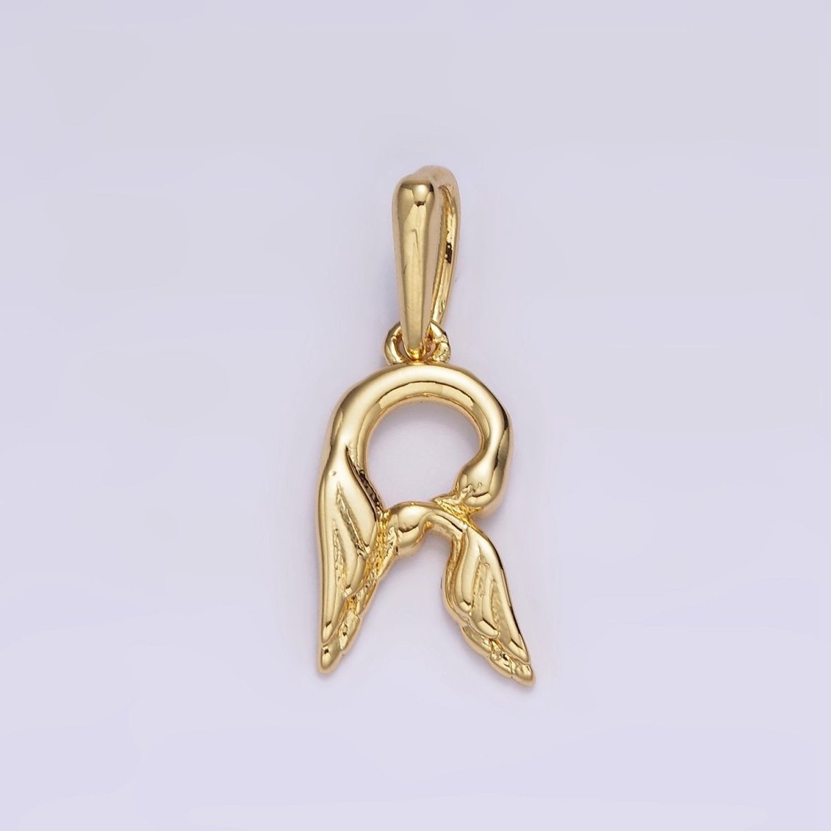 14K Gold Filled A-Z Initial Letter Angel Wings Inspired Charm Personalized Alphabet Pendant | A963~A988 - DLUXCA