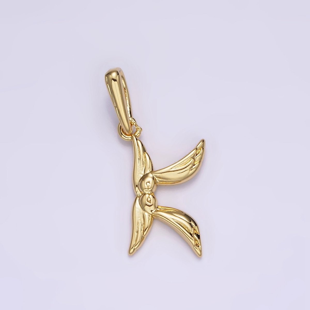 14K Gold Filled A-Z Initial Letter Angel Wings Inspired Charm Personalized Alphabet Pendant | A963~A988 - DLUXCA