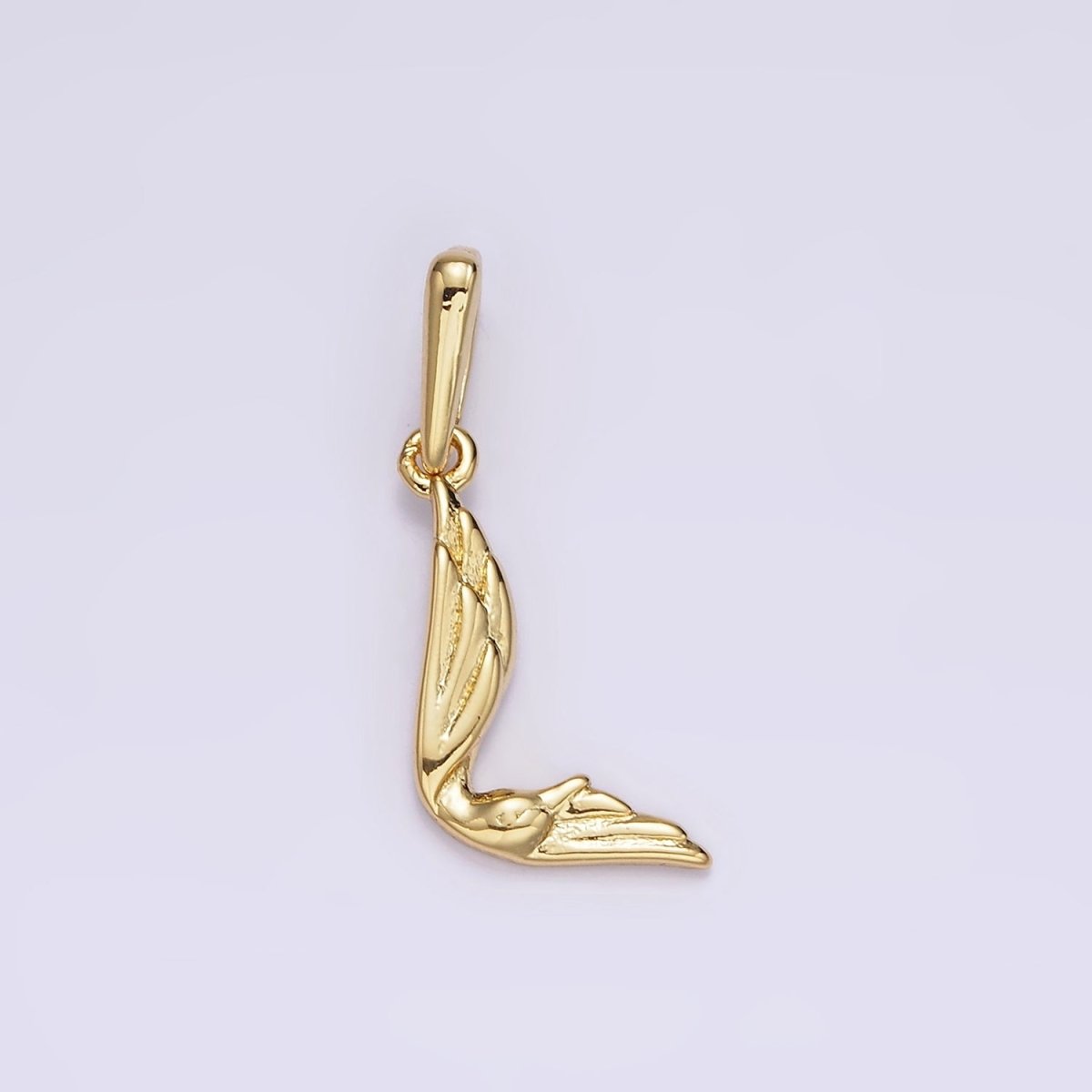 14K Gold Filled A-Z Initial Letter Angel Wings Inspired Charm Personalized Alphabet Pendant | A963~A988 - DLUXCA