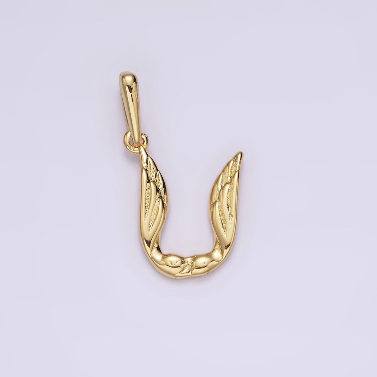 14K Gold Filled A-Z Initial Letter Angel Wings Inspired Charm Personalized Alphabet Pendant | A963~A988 - DLUXCA