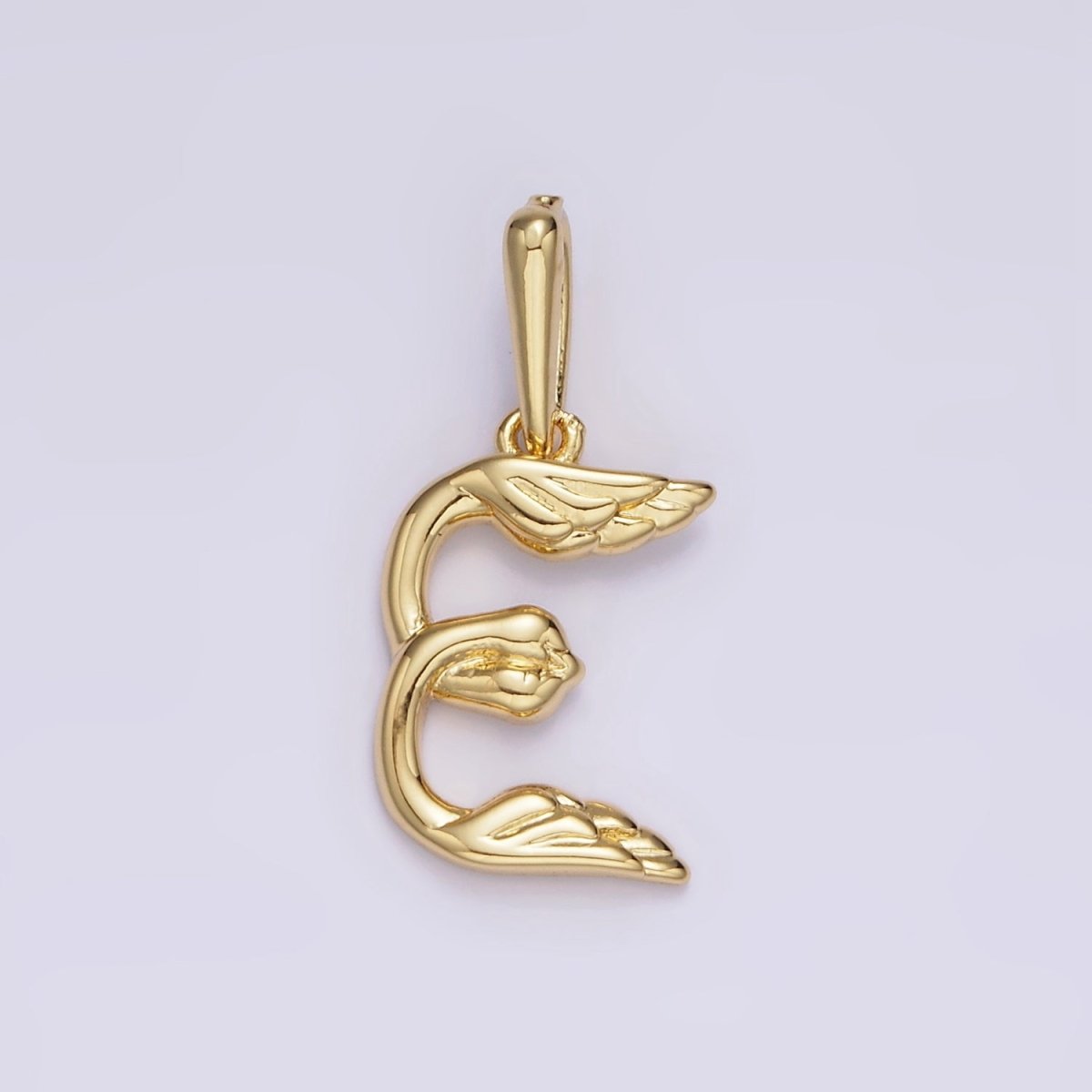 14K Gold Filled A-Z Initial Letter Angel Wings Inspired Charm Personalized Alphabet Pendant | A963~A988 - DLUXCA