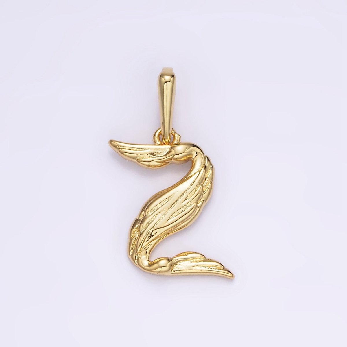14K Gold Filled A-Z Initial Letter Angel Wings Inspired Charm Personalized Alphabet Pendant | A963~A988 - DLUXCA