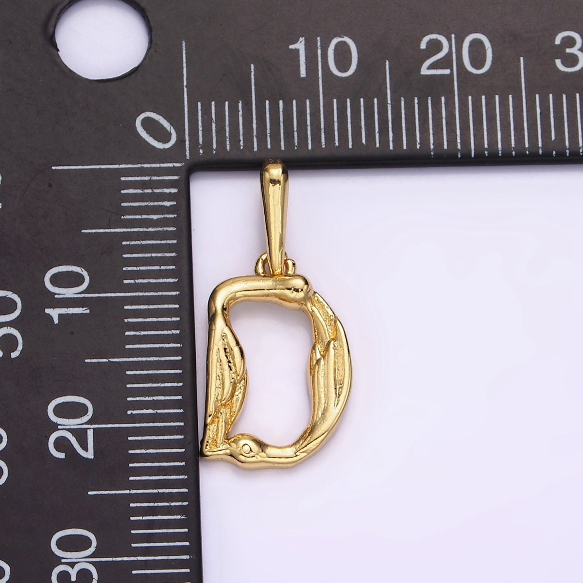 14K Gold Filled A-Z Initial Letter Angel Wings Inspired Charm Personalized Alphabet Pendant | A963~A988 - DLUXCA