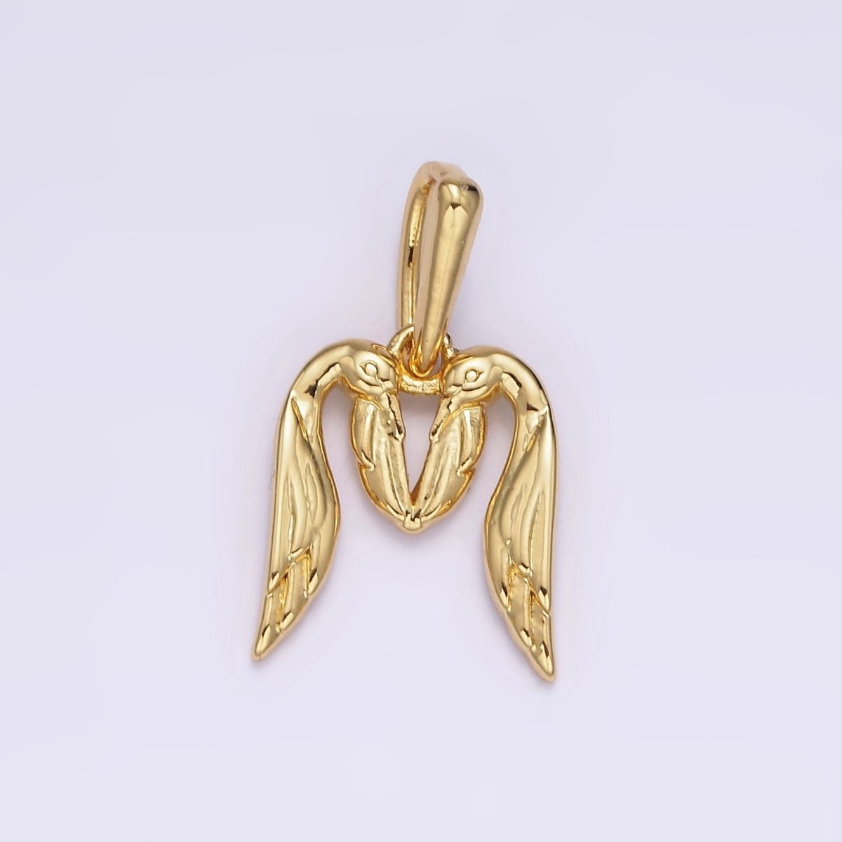 14K Gold Filled A-Z Initial Letter Angel Wings Inspired Charm Personalized Alphabet Pendant | A963~A988 - DLUXCA