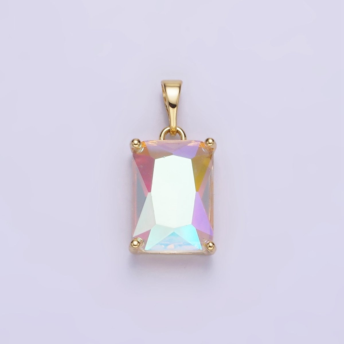14K Gold Filled AB Iridescent CZ Baguette Pendant | AA758 - DLUXCA