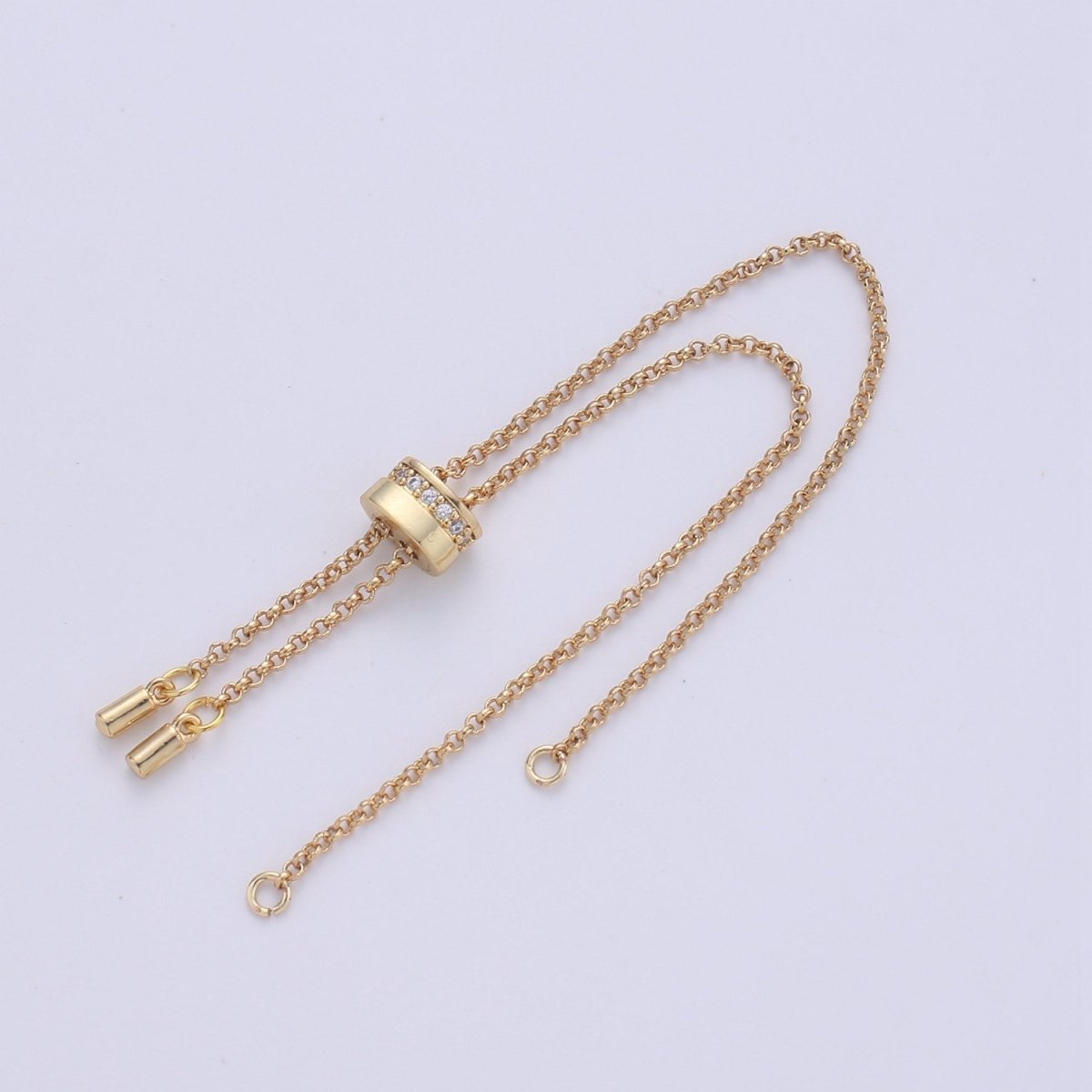 14k Gold Filled Adjustable Bracelet Half finished Chain Bracelet rubber stopper Silver Rolo Chain Wholesale 1pc/10pcs - DLUXCA