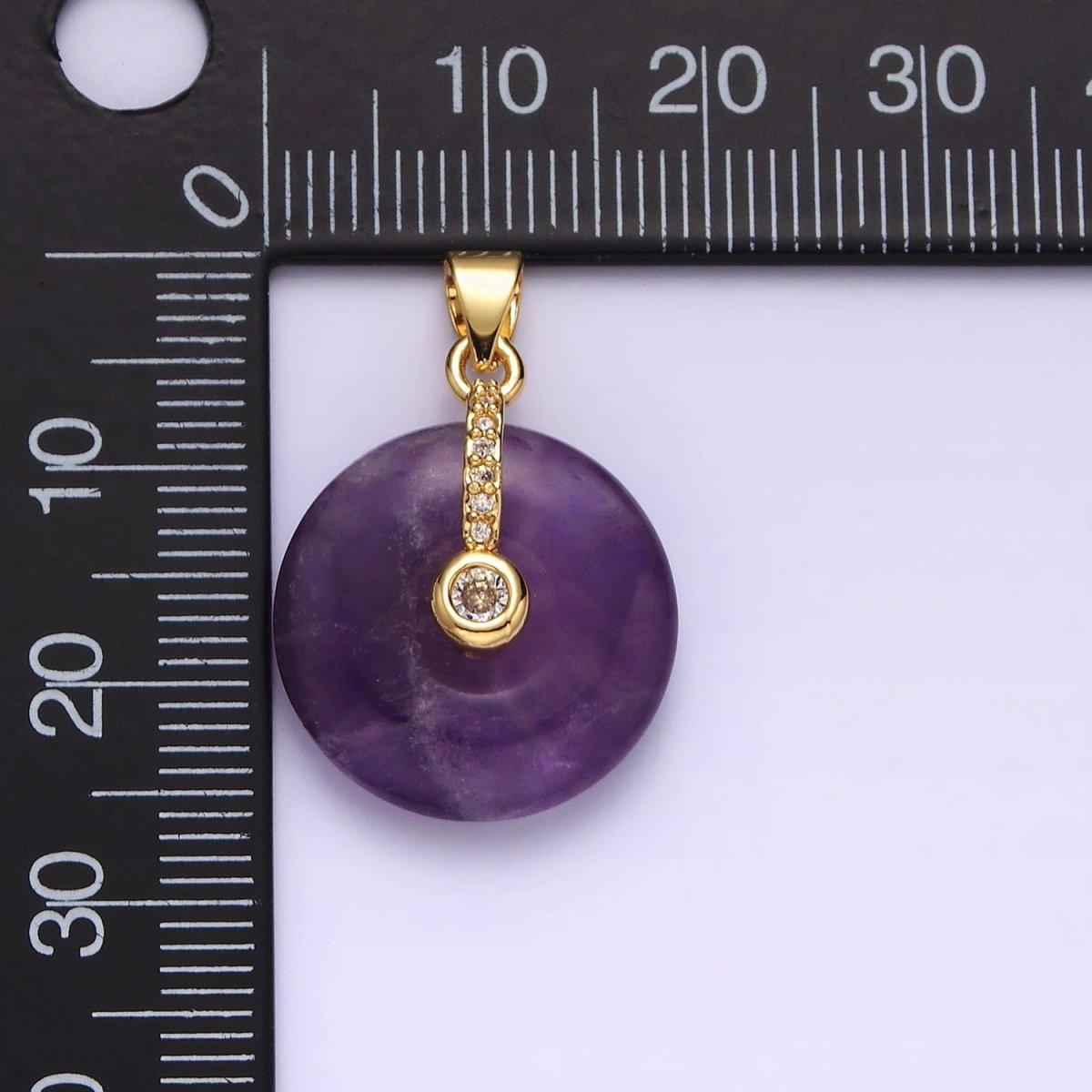14K Gold Filled Amethyst Clear CZ Dangle Micro Paved Pendant | AA540 - DLUXCA