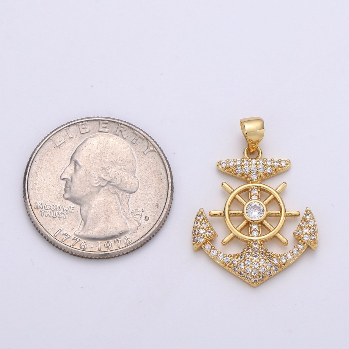 14K Gold Filled Anchor Pendant Craft Supplies For Necklace Bracelet Jewelry Making Micro Pave Sailor Charm J-001 - DLUXCA