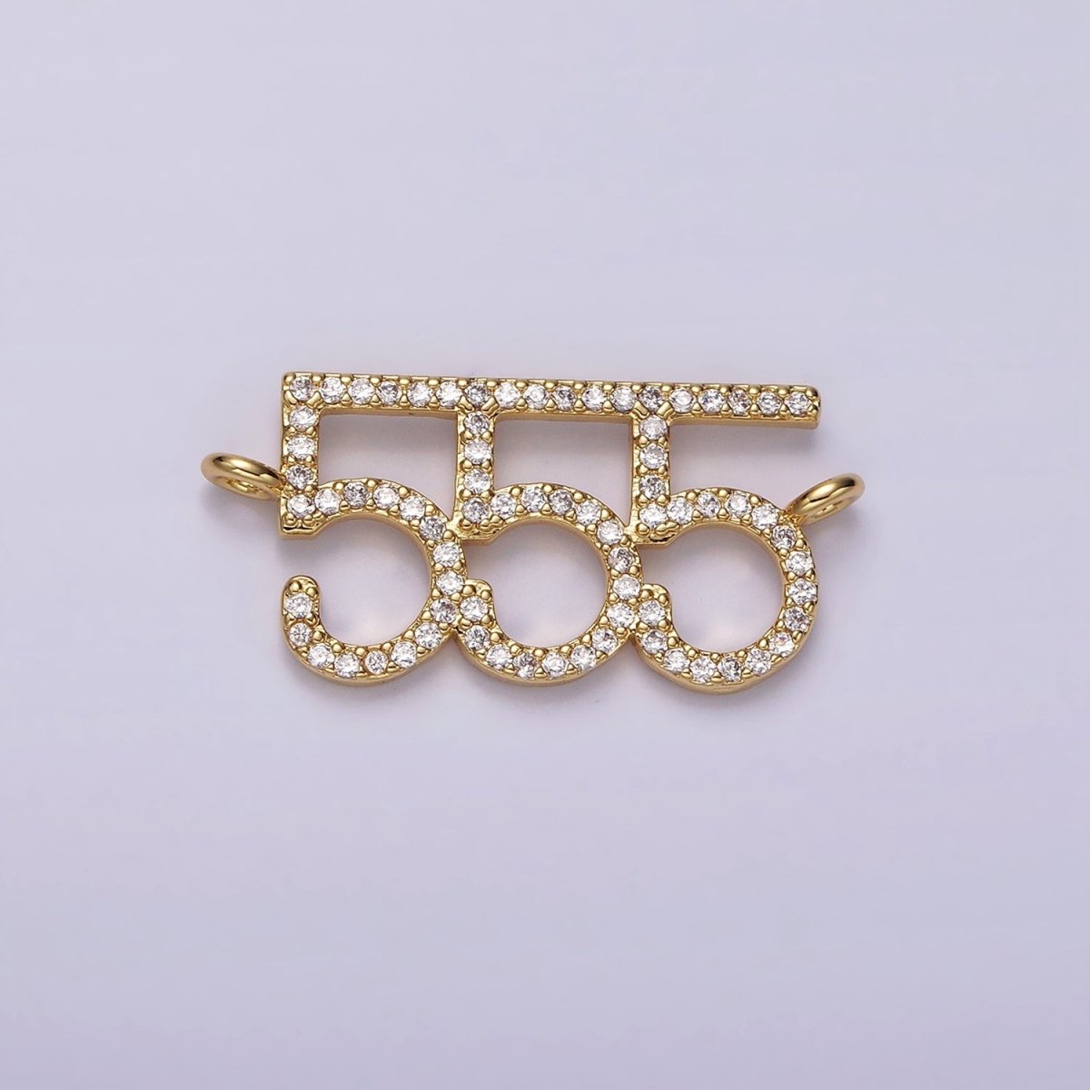 14K Gold Filled Angel Number Numerology Micro Paved CZ Script Connector | G184 - G192 - DLUXCA
