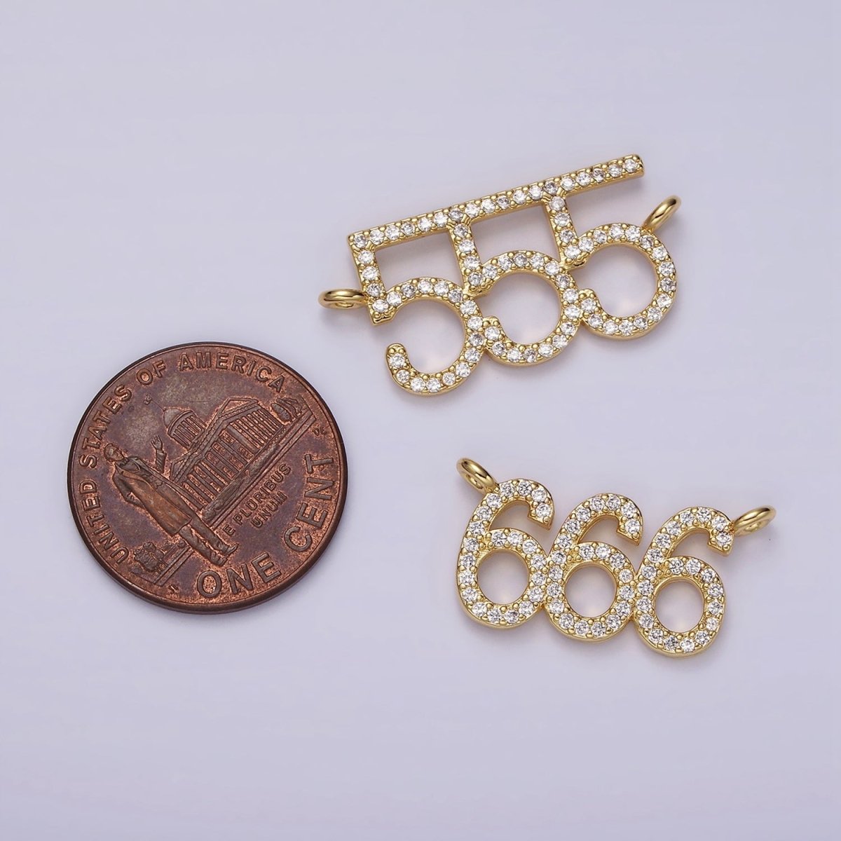 14K Gold Filled Angel Number Numerology Micro Paved CZ Script Connector | G184 - G192 - DLUXCA