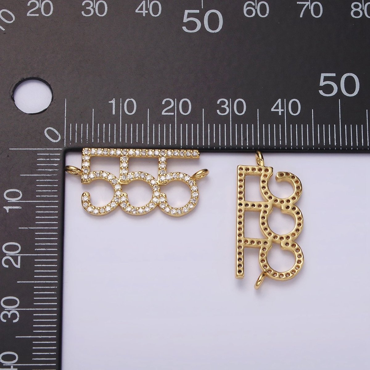 14K Gold Filled Angel Number Numerology Micro Paved CZ Script Connector | G184 - G192 - DLUXCA