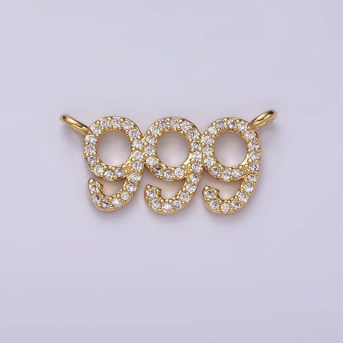 14K Gold Filled Angel Number Numerology Micro Paved CZ Script Connector | G184 - G192 - DLUXCA