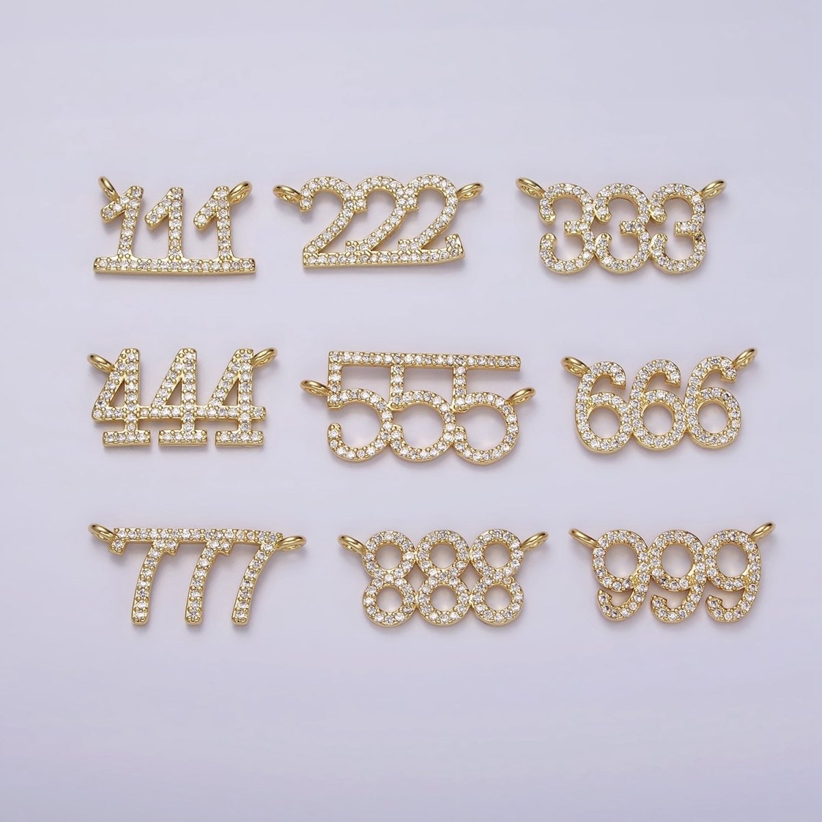14K Gold Filled Angel Number Numerology Micro Paved CZ Script Connector | G184 - G192 - DLUXCA