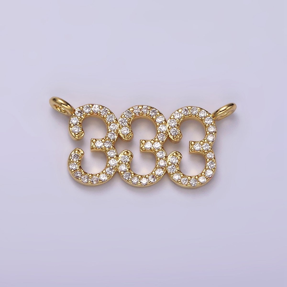 14K Gold Filled Angel Number Numerology Micro Paved CZ Script Connector | G184 - G192 - DLUXCA