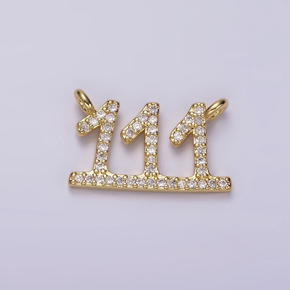 14K Gold Filled Angel Number Numerology Micro Paved CZ Script Connector | G184 - G192 - DLUXCA