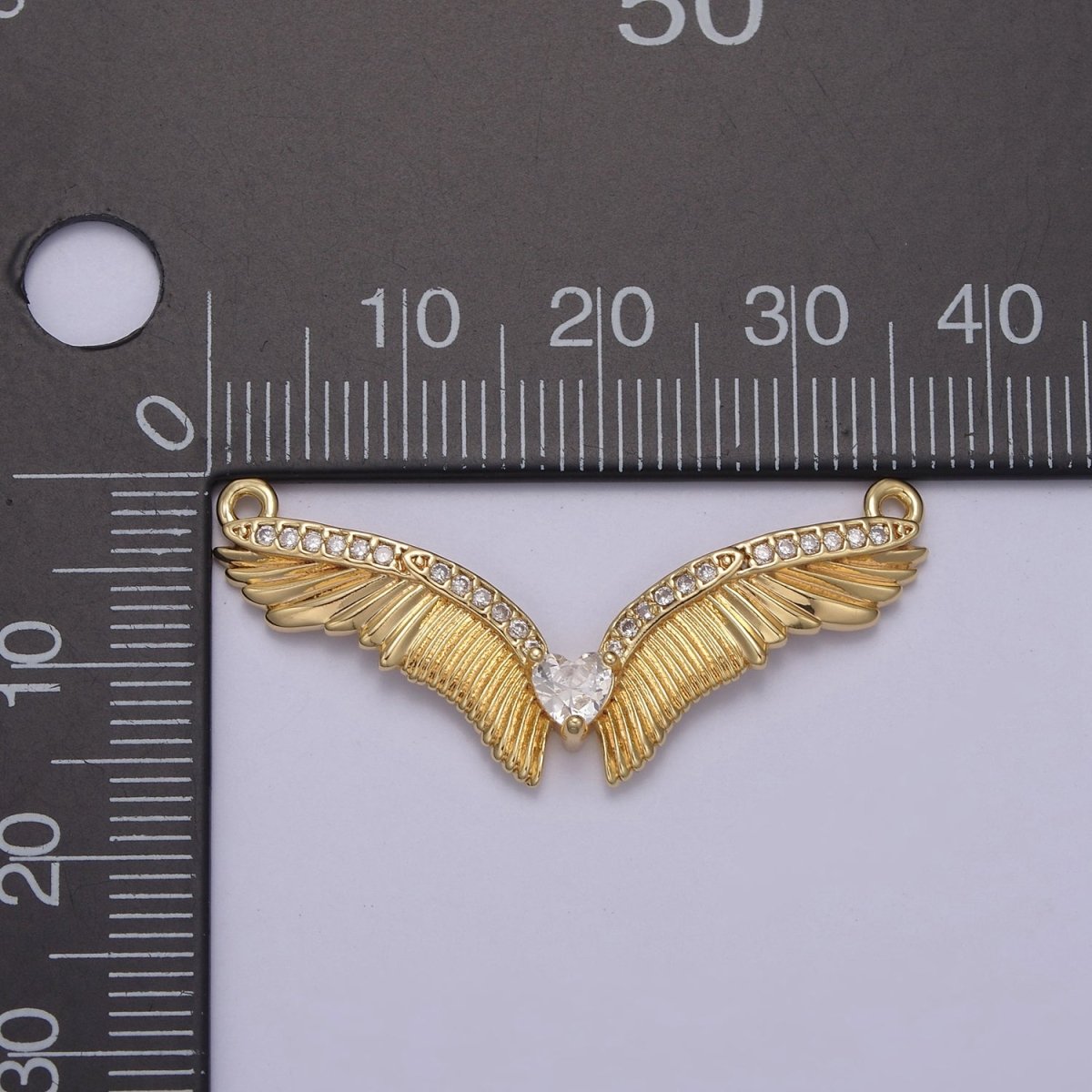 14k Gold Filled Angel Wing Charm Connector for Necklace Component Link Connector F-628 - DLUXCA