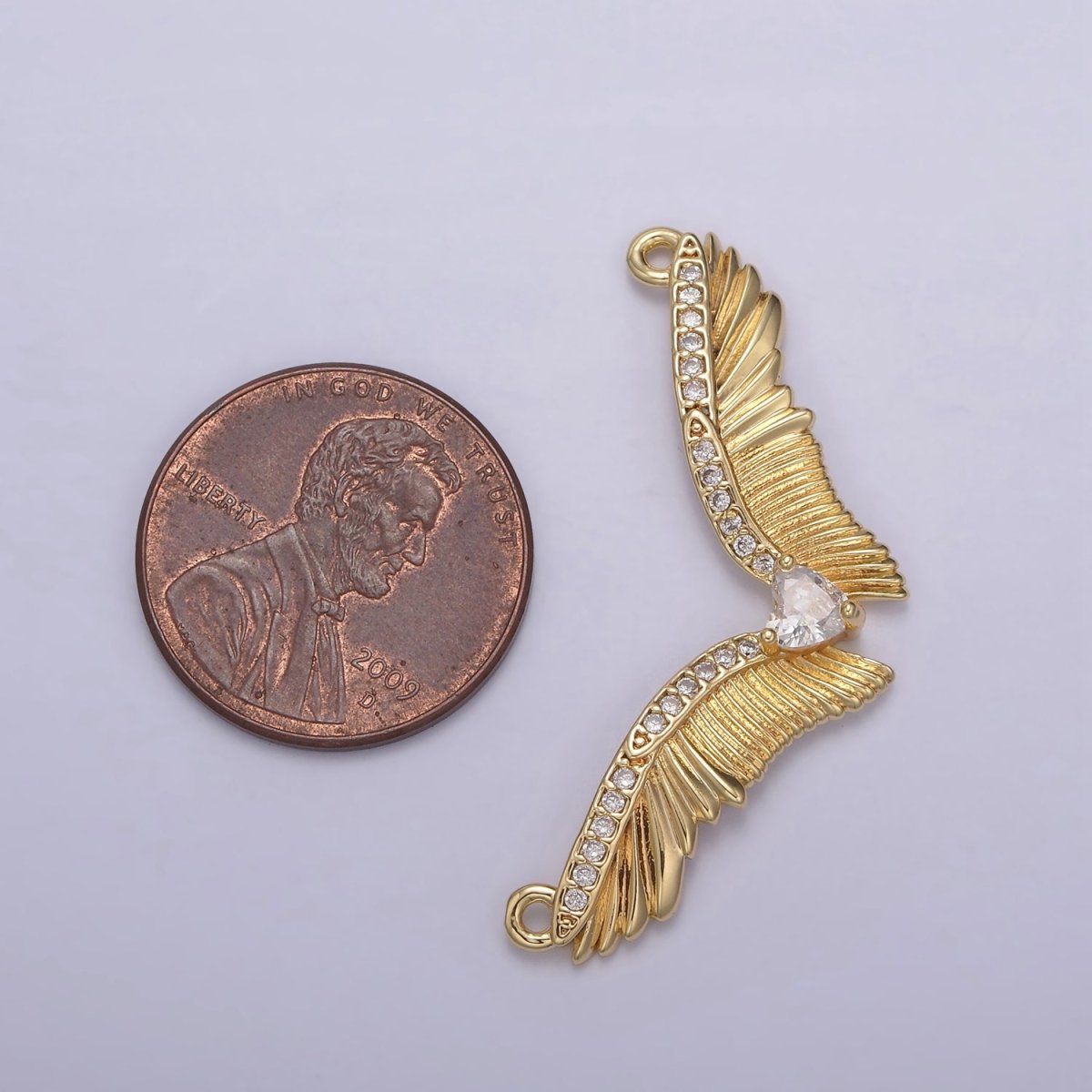 14k Gold Filled Angel Wing Charm Connector for Necklace Component Link Connector F-628 - DLUXCA