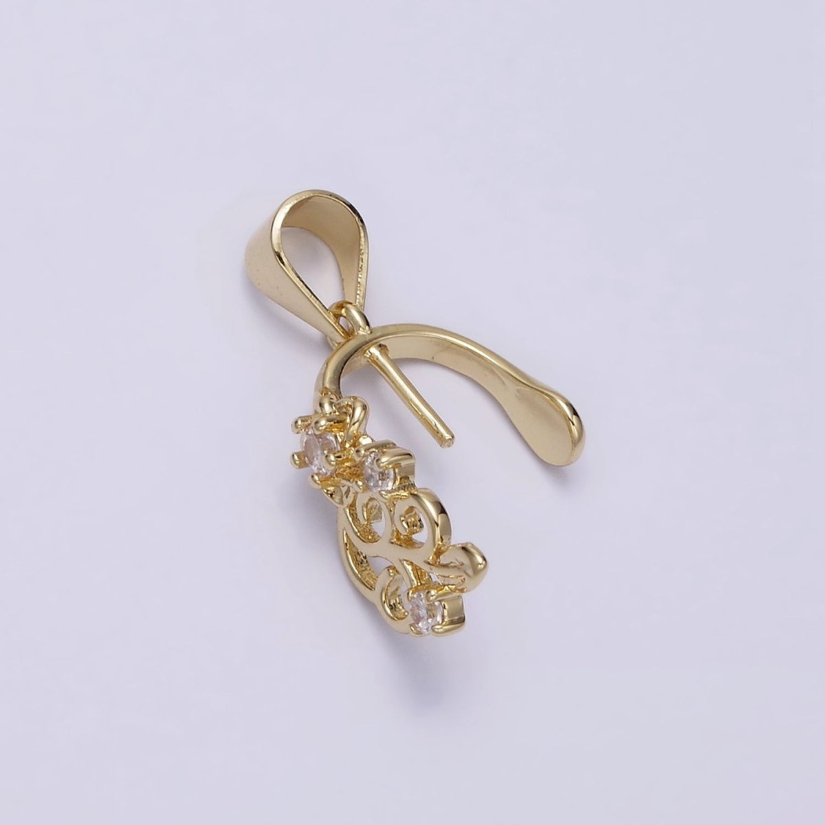 14K Gold Filled Artisan Clear CZ Gemstone Bead Pearl Drill Pendant Holder Supply | AA635 - DLUXCA