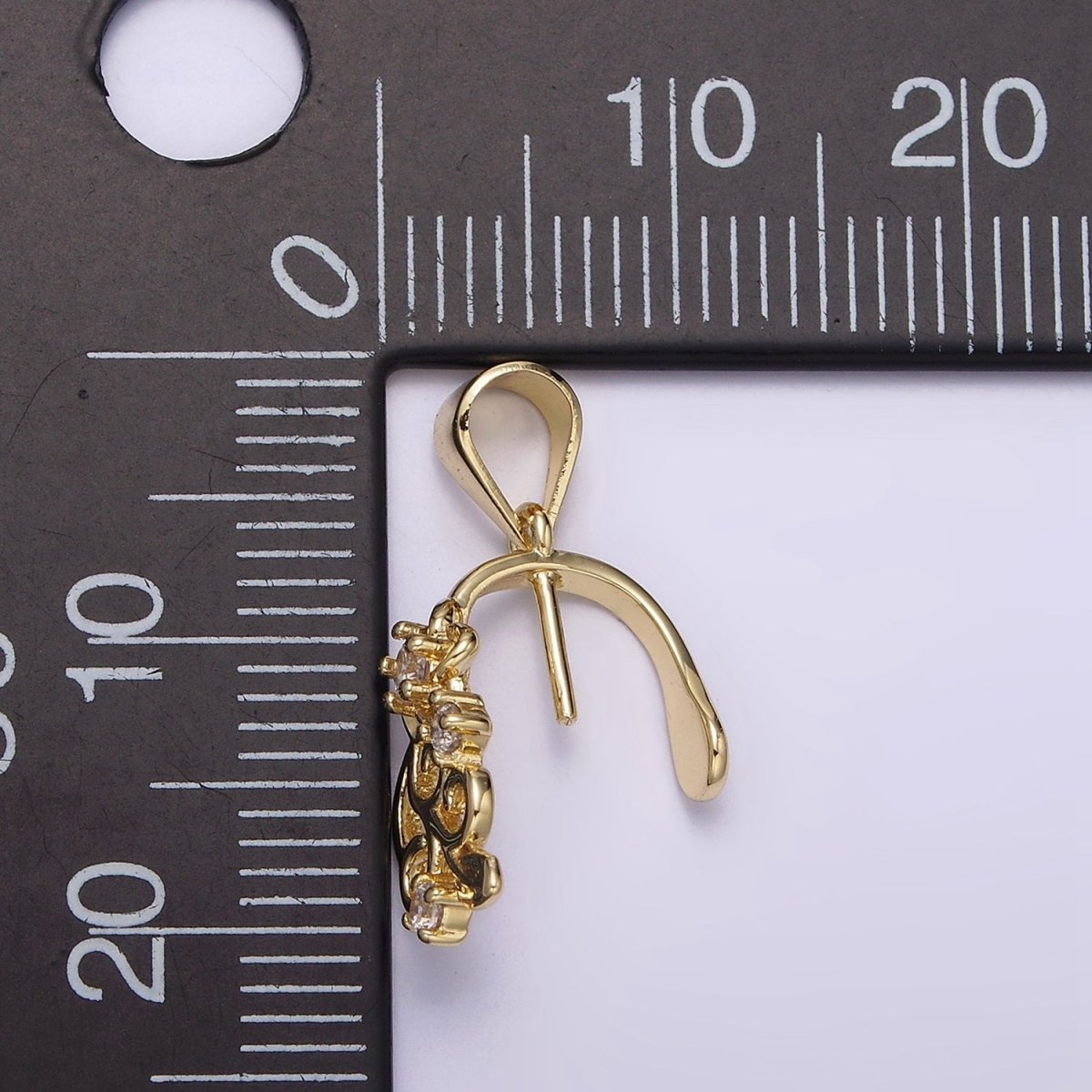 14K Gold Filled Artisan Clear CZ Gemstone Bead Pearl Drill Pendant Holder Supply | AA635 - DLUXCA