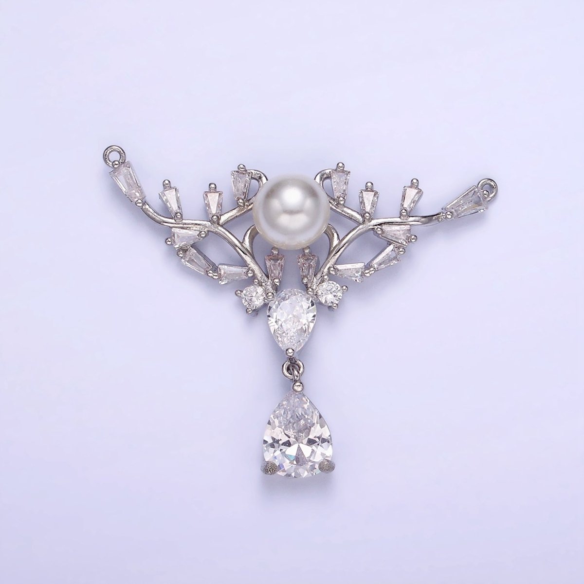 14K Gold Filled Artisan Curved Pearl Baguette Teardrop Drop Connector in Gold & Silver | G283 - DLUXCA