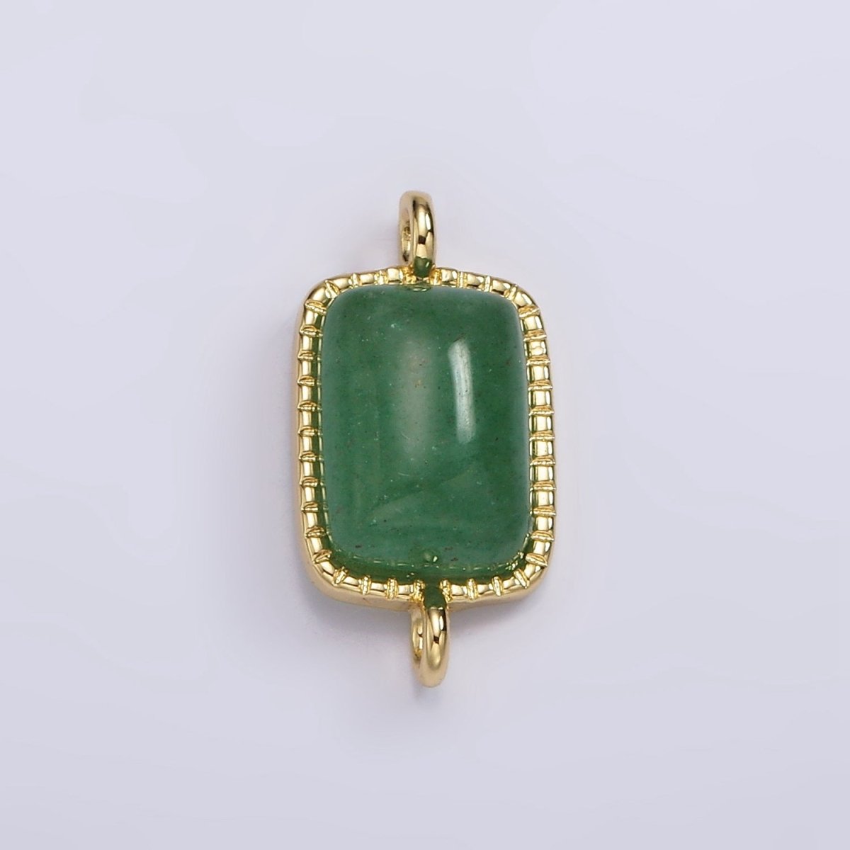 14K Gold Filled Aventurine, Amethyst, Rose Quartz Dotted Bezel Rectangular Connector | G250 - G252 - DLUXCA