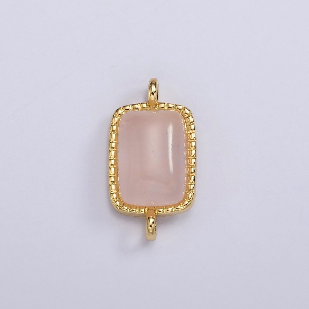 14K Gold Filled Aventurine, Amethyst, Rose Quartz Dotted Bezel Rectangular Connector | G250 - G252 - DLUXCA