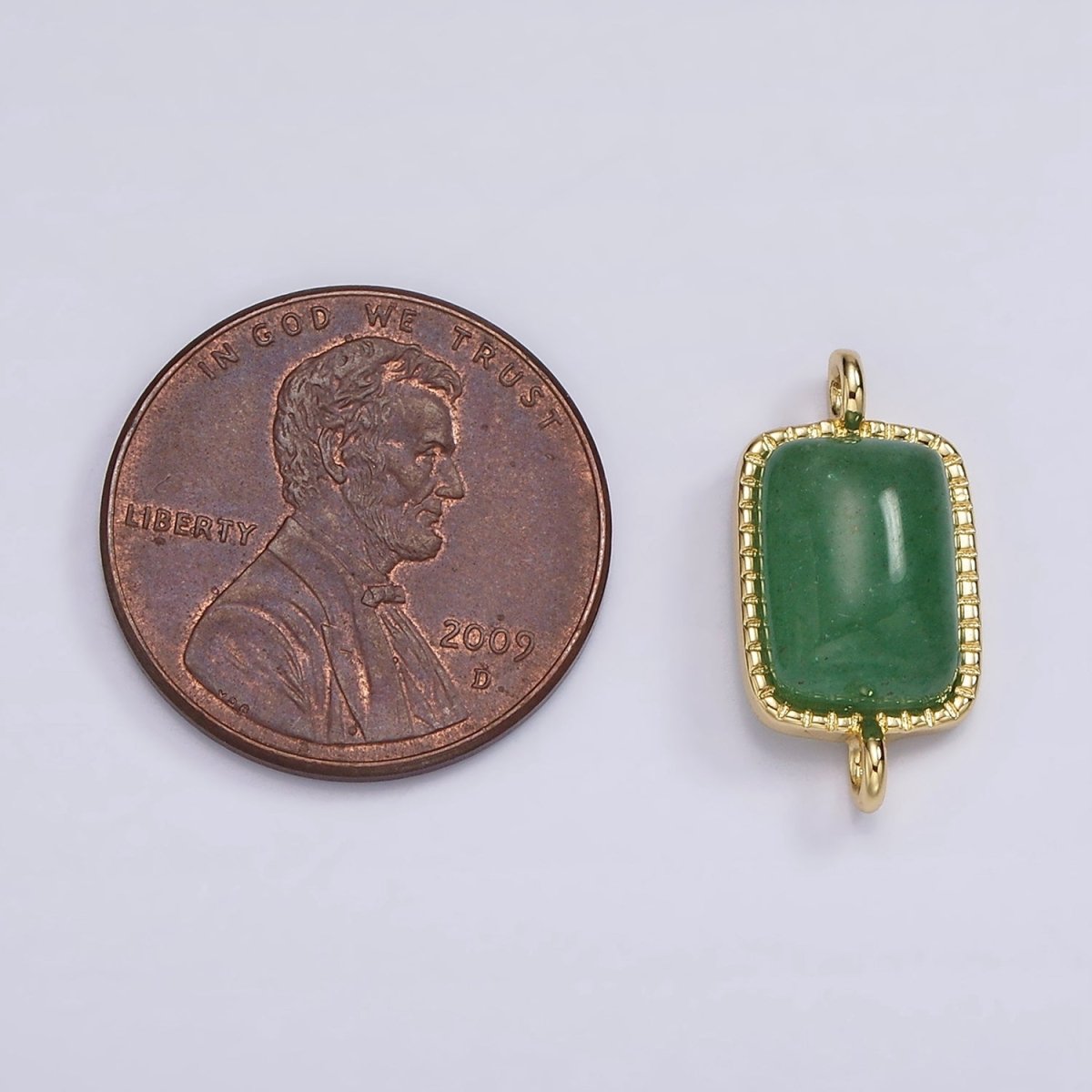 14K Gold Filled Aventurine, Amethyst, Rose Quartz Dotted Bezel Rectangular Connector | G250 - G252 - DLUXCA