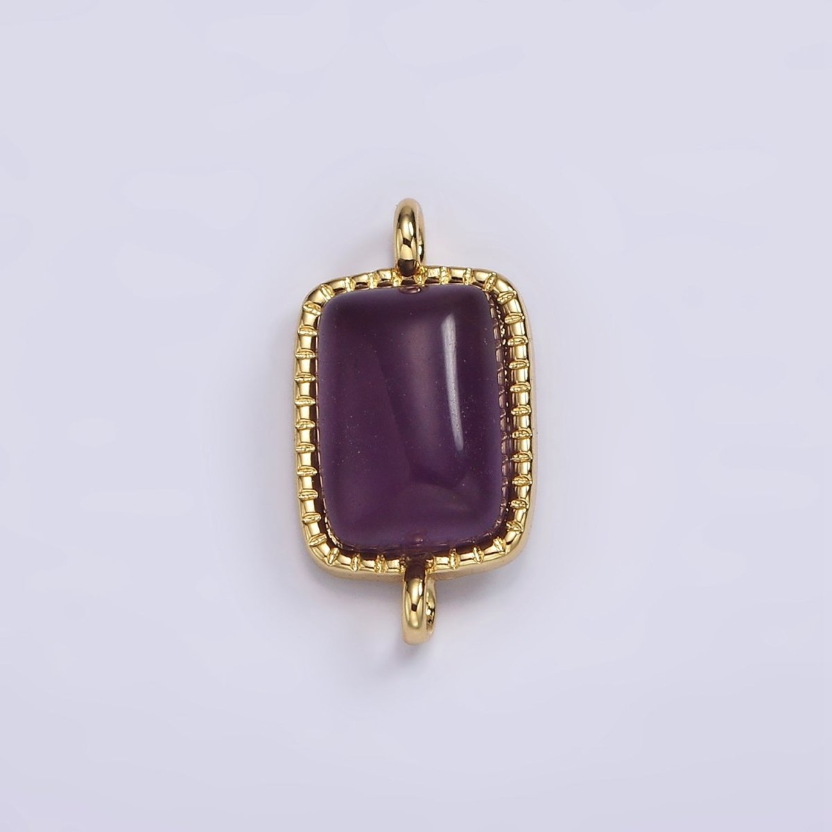 14K Gold Filled Aventurine, Amethyst, Rose Quartz Dotted Bezel Rectangular Connector | G250 - G252 - DLUXCA