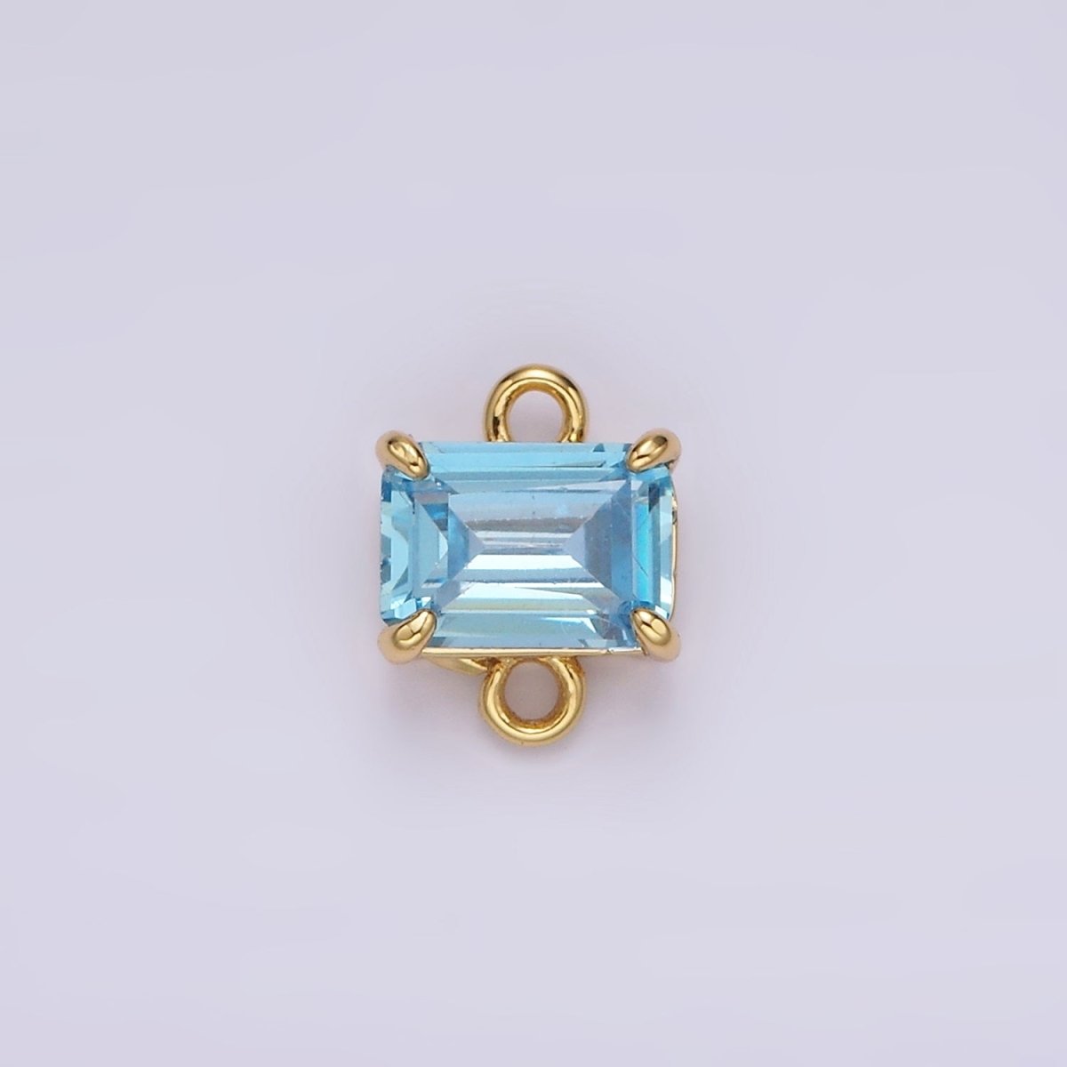 14K Gold Filled Baby Blue Baguette CZ Minimalist Connector | G824 - DLUXCA