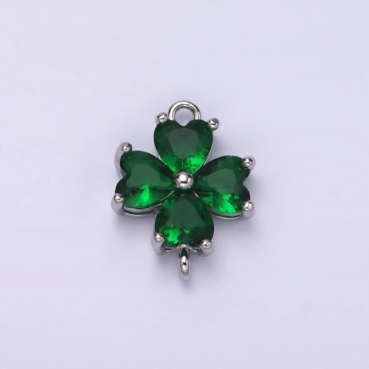 14K Gold Filled Baby Blue, Teal, Blue, Mint, Green, Dark Blue, Fuchsia CZ Heart Petal Flower Connector in Gold & Silver | G-203 - G-216 - DLUXCA