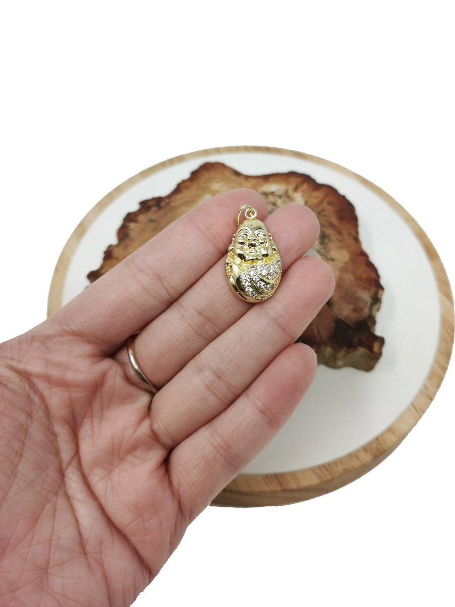14K Gold Filled Baby Buddha Pendant Micro Pave Dainty Buddha Charm Religious Jewelry Making Necklace Bracelet Component,PDGF-1244/I-308 - DLUXCA