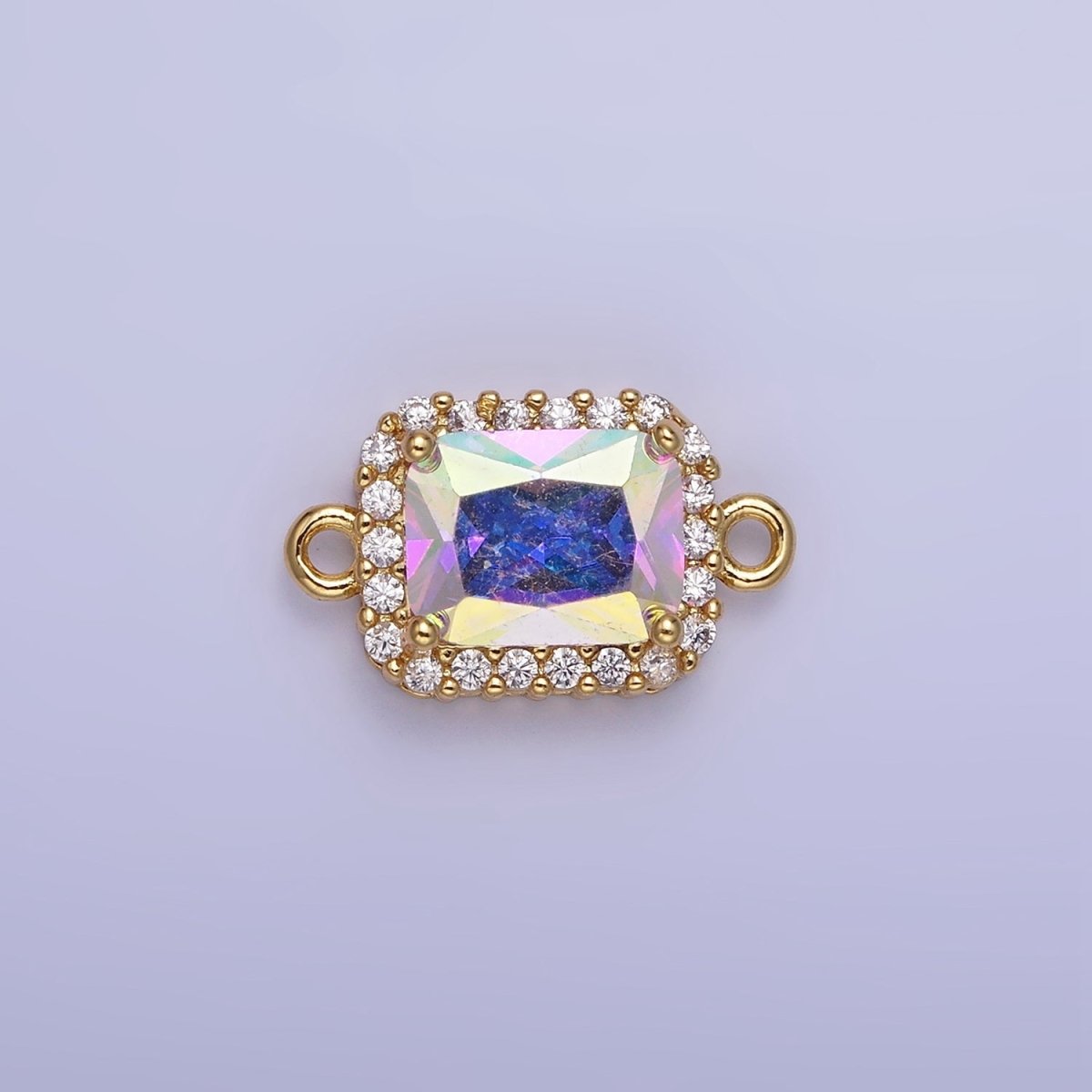 14K Gold Filled Baguette CZ Micro Paved Connector | G364 - G369 - DLUXCA