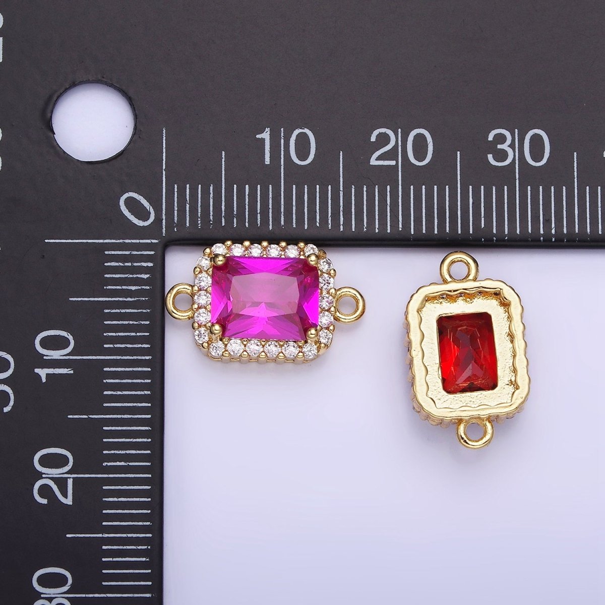 14K Gold Filled Baguette CZ Micro Paved Connector | G364 - G369 - DLUXCA