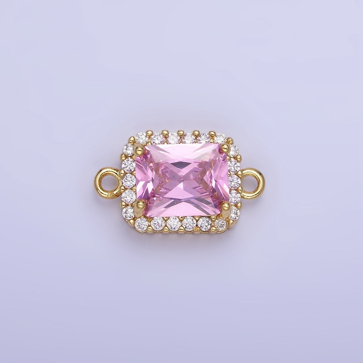 14K Gold Filled Baguette CZ Micro Paved Connector | G364 - G369 - DLUXCA