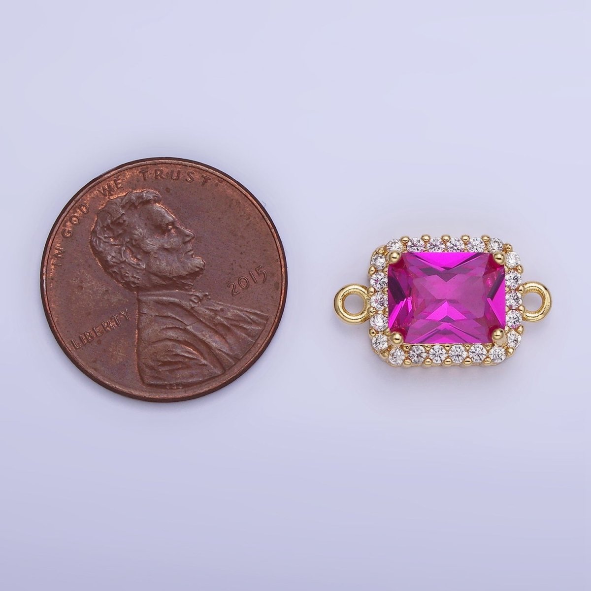 14K Gold Filled Baguette CZ Micro Paved Connector | G364 - G369 - DLUXCA