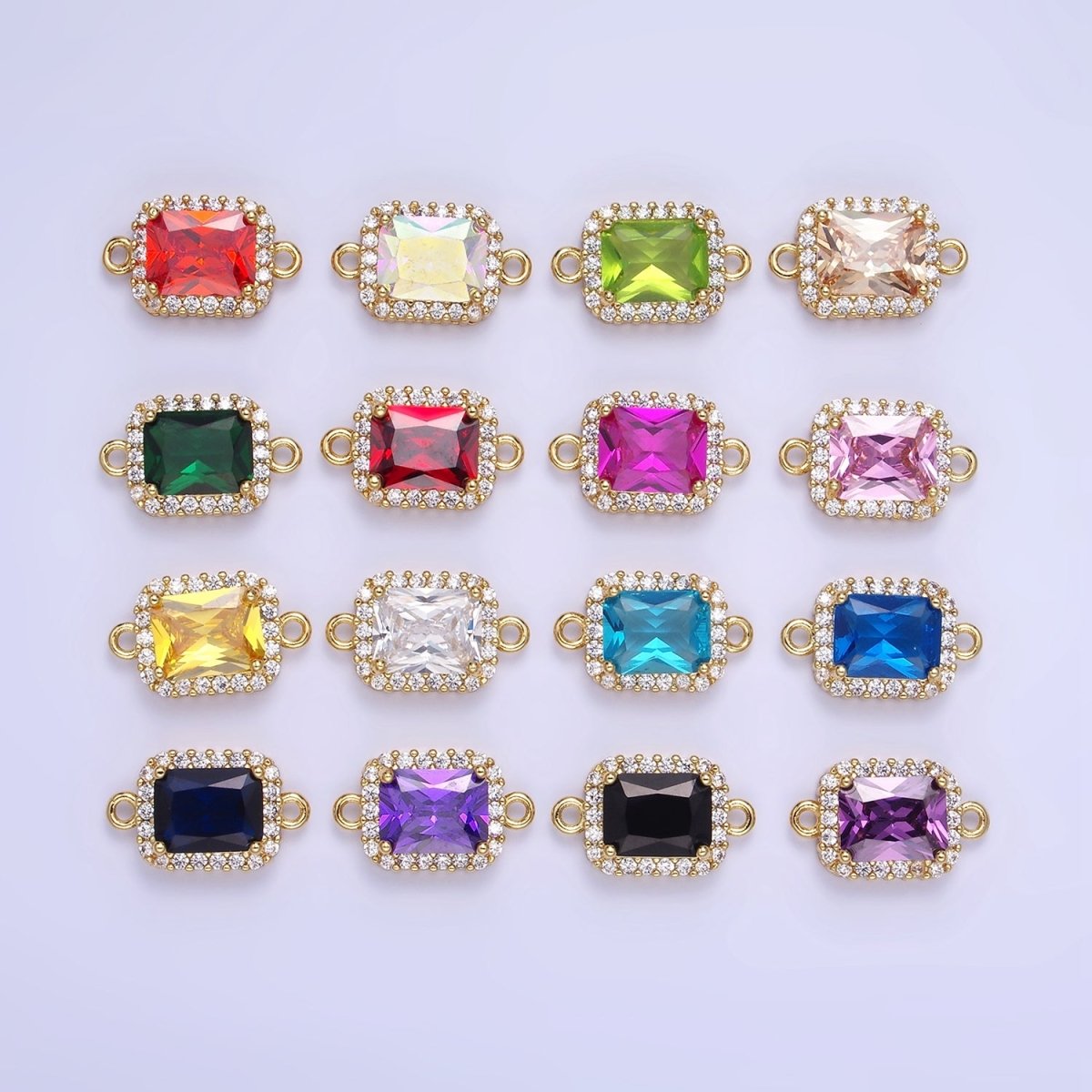 14K Gold Filled Baguette CZ Micro Paved Connector | G364 - G369 - DLUXCA