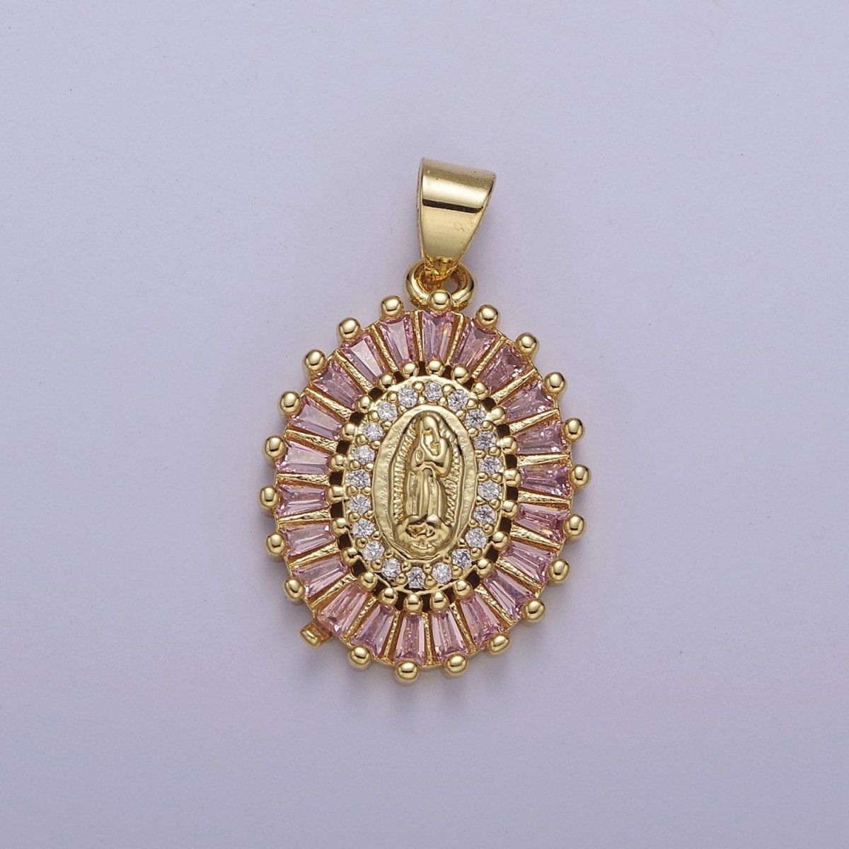 14K Gold Filled Baguette Lady Guadalupe Charm Virgin Mary Pendant Micro Pave Religious Catholic Jewelry J-498 J-499 J-501 - DLUXCA